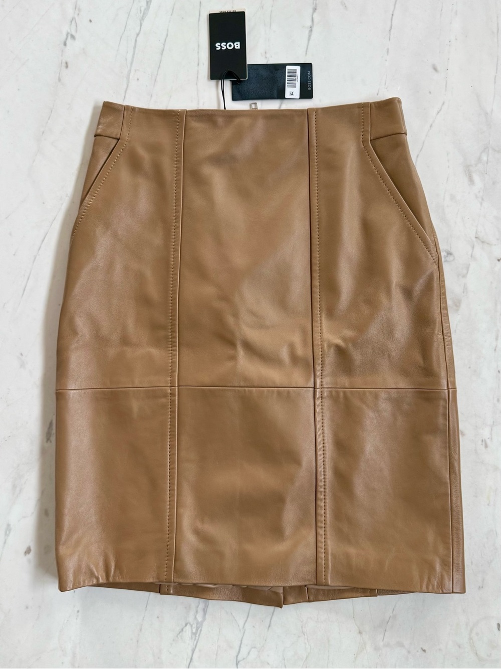New BOSS Seleni Leather Pencil Skirt